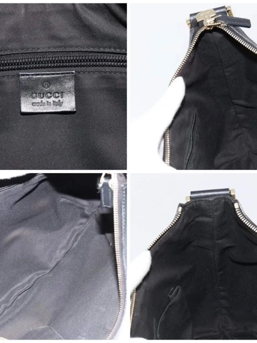 GUCCI GG Crystal Shoulder Bag Coated Canvas Black Gold 181092 Auth 182213 - Picture 15 of 16